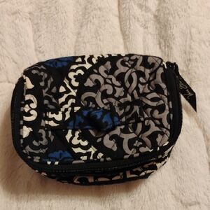 Vera Bradley Black and White Quilted Pouch With Zipper Pockets.